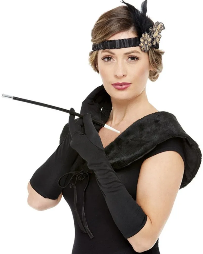 1920s Deluxe Headband Stole Gloves and Cigarette Holder Set