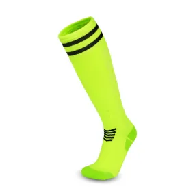 3 Pack Junior Lime Green Football Socks with Striped