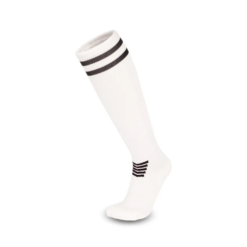 3 Pack Kids White Football Socks with Black Striped Cuffs