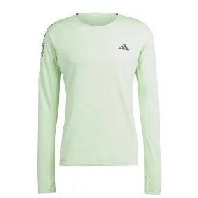 Adidas Mens Adizero Running Long Sleeve Top in Semi Green Spark/Aurora Black