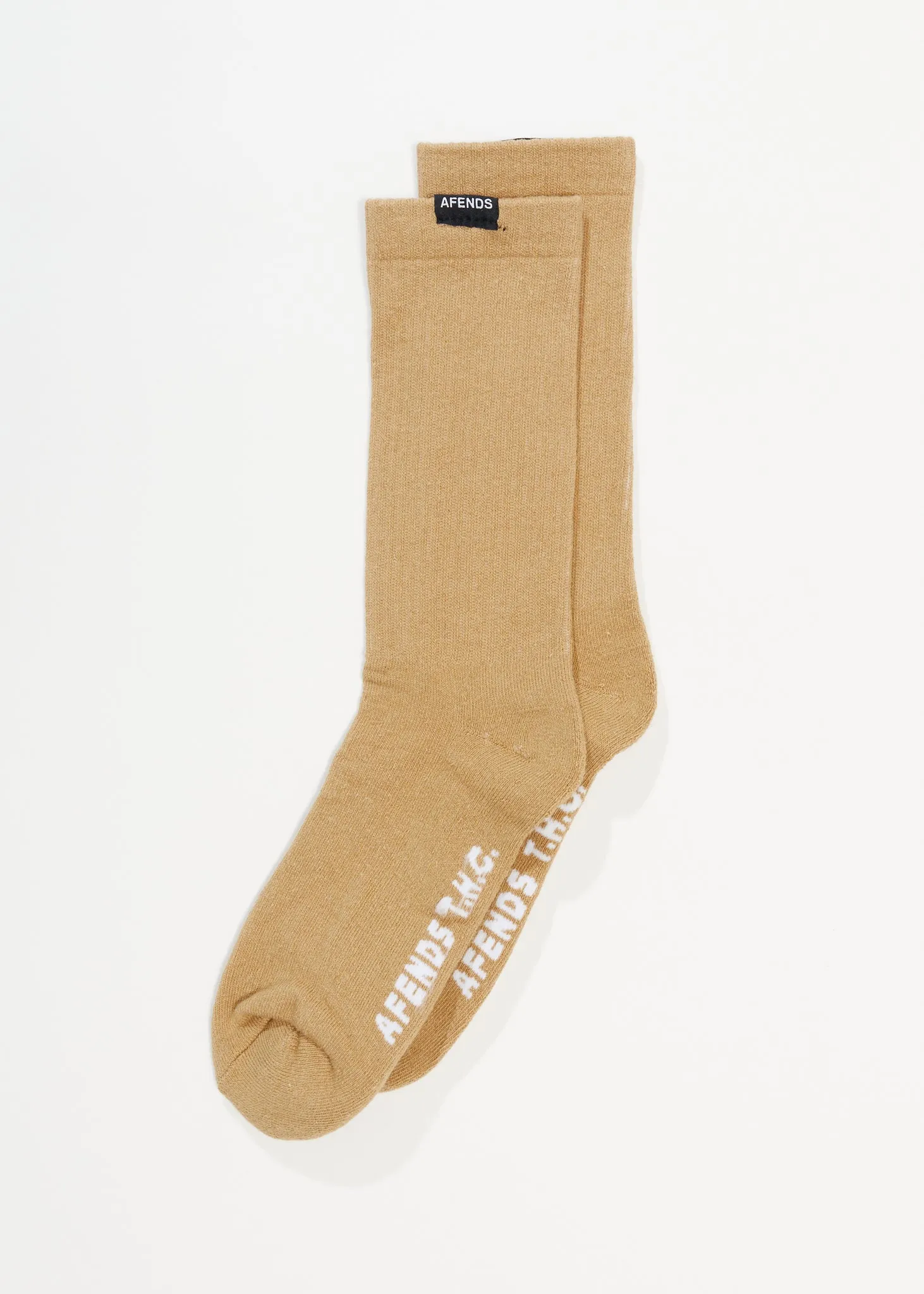 AFENDS Unisex Everyday - Ribbed Crew Socks - Tan