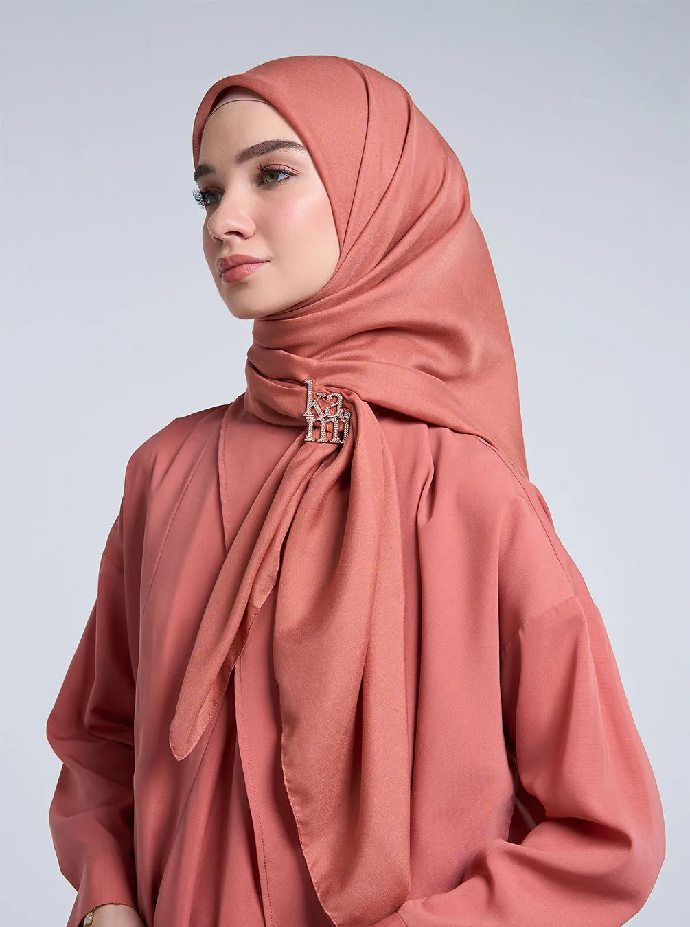 AIRY VOILE SCARF PLAIN CORAL PINK