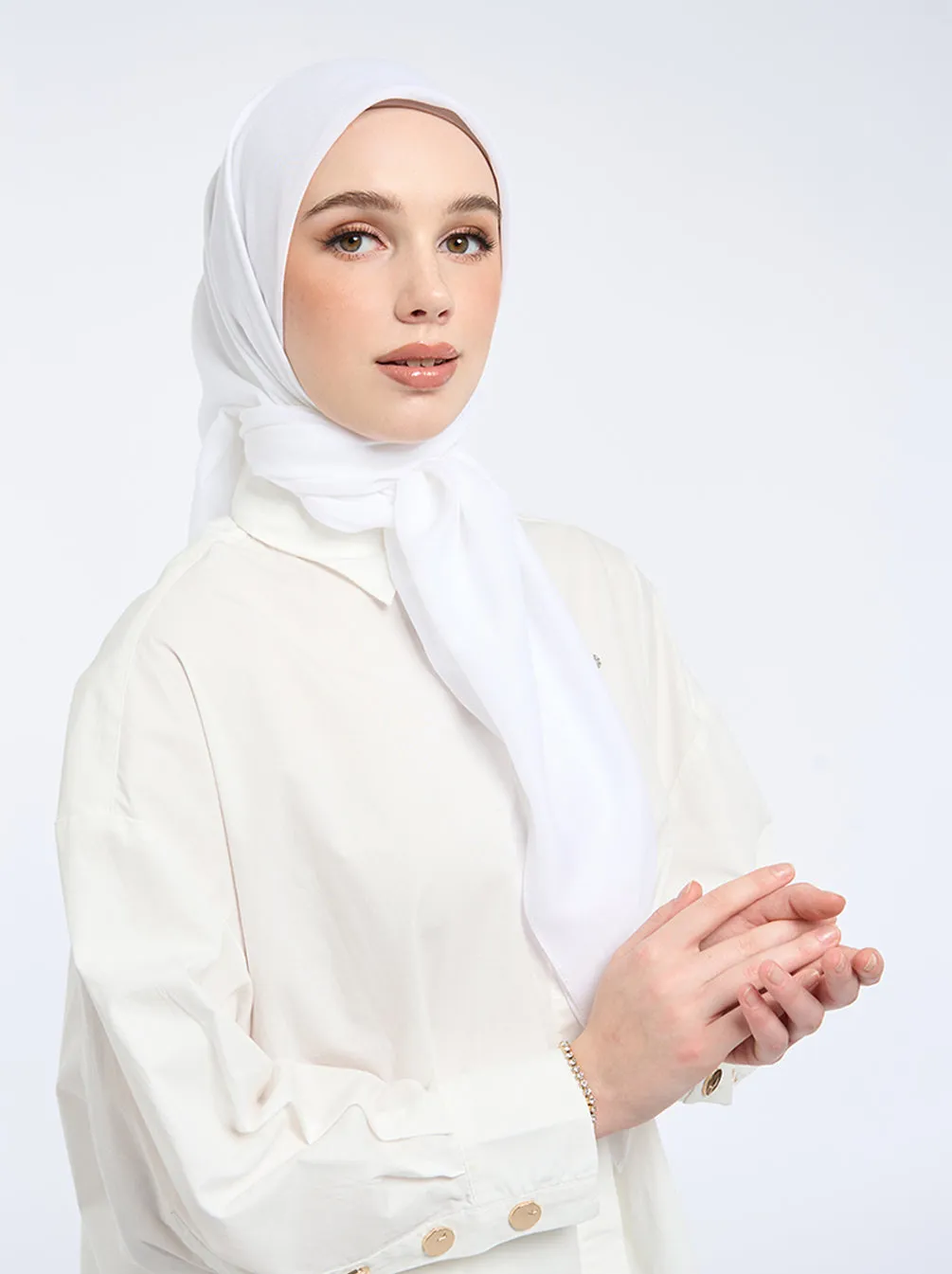 AIRY VOILE SCARF PLAIN WHITE