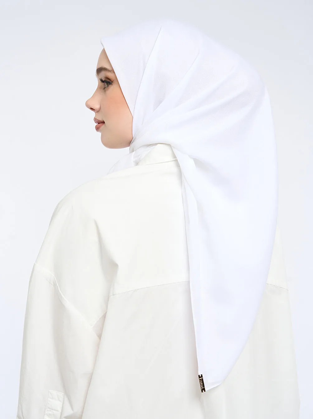 AIRY VOILE SCARF PLAIN WHITE