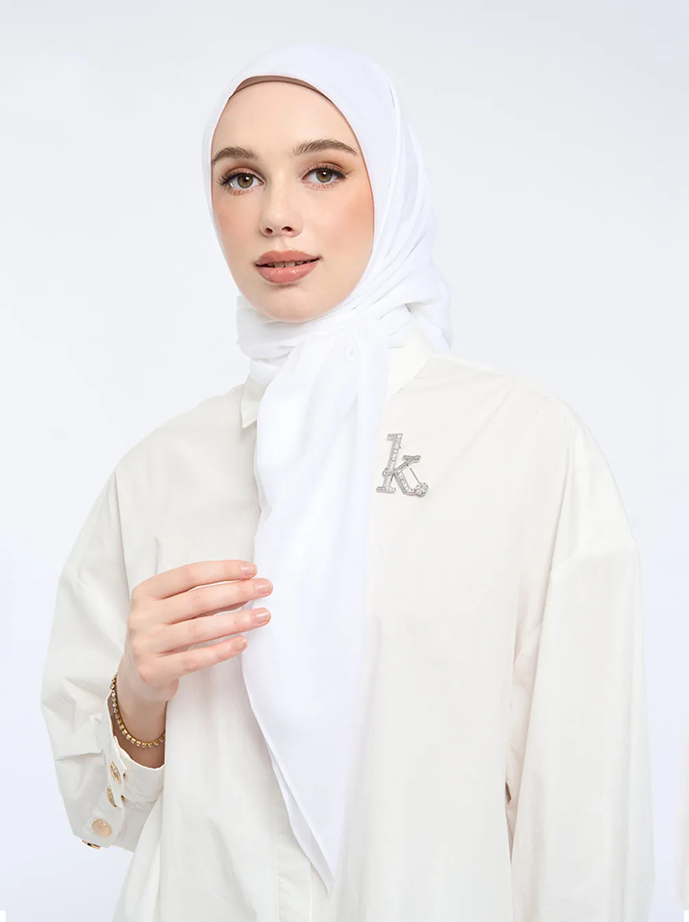 AIRY VOILE SCARF PLAIN WHITE