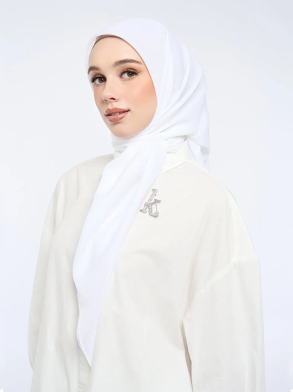 AIRY VOILE SCARF PLAIN WHITE