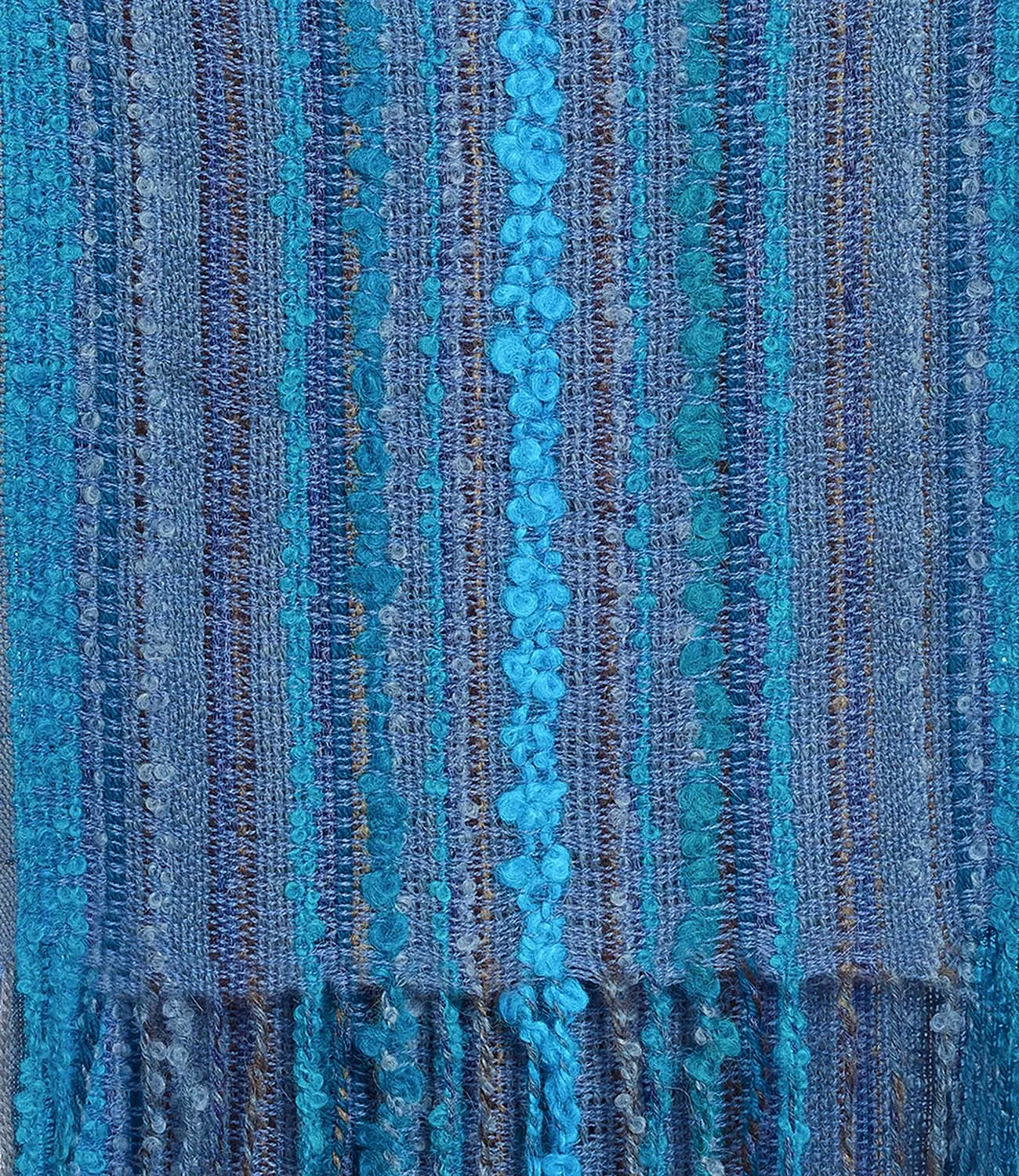 Alpaca Fringe Scarf - Boucle - Capri Blue