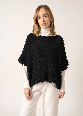 Alvéole Honeycomb Effect Poncho - in blended wool (NAVY)