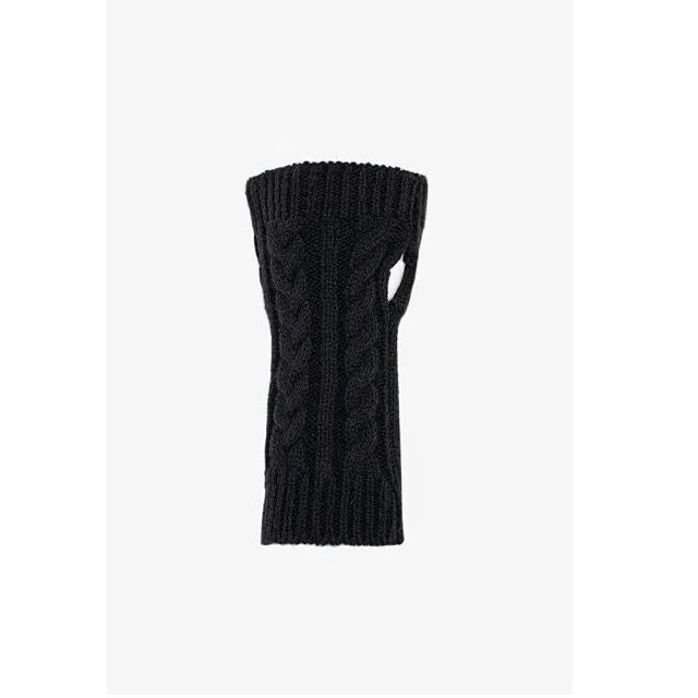 Antler - Knitted Cable Fingerless Glove - Black