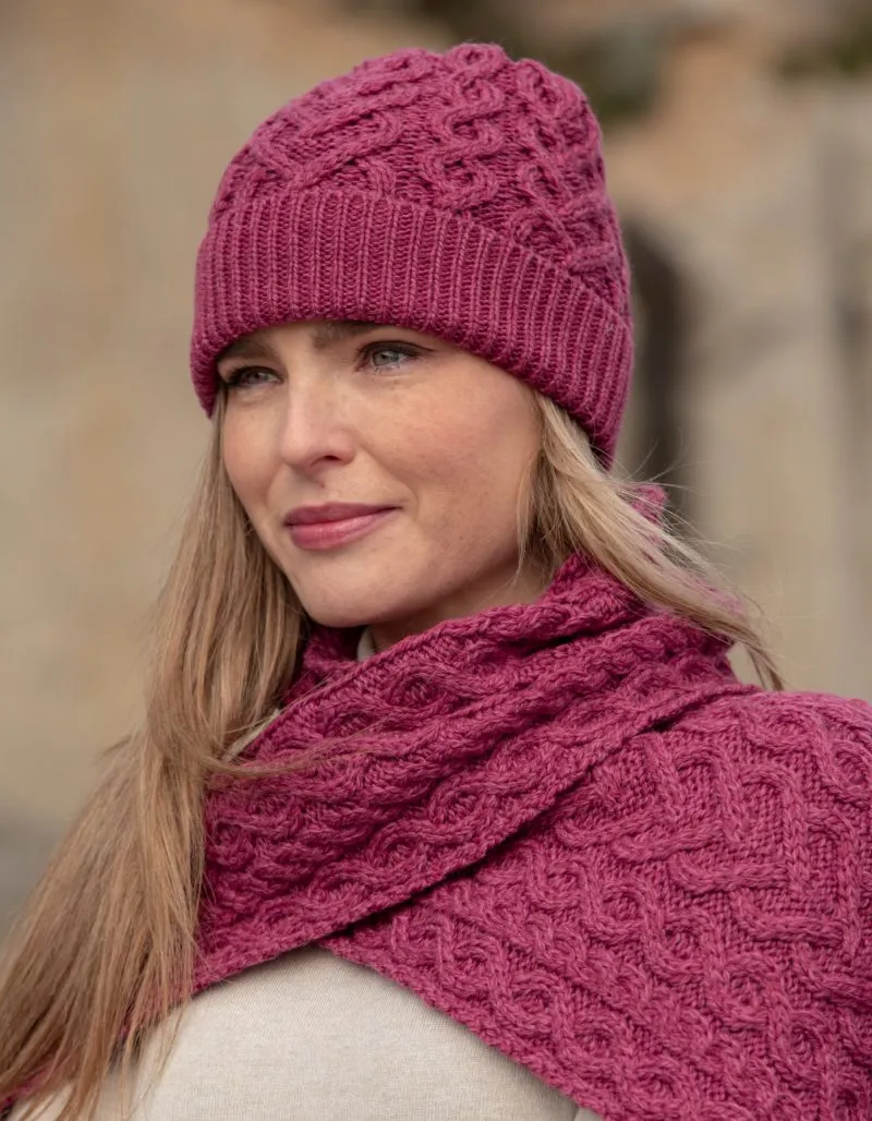 Aran Crafts Merino Heart Scarf | Magenta