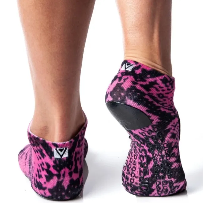 Arebesk Fishnet Grip Socks - Pink Snake (Barre / Pilates)