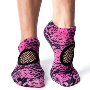 Arebesk Fishnet Grip Socks - Pink Snake (Barre / Pilates)