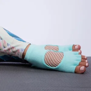 Arebesk Fishnet Open Toe Grip Socks - Teal (Barre / Pilates)