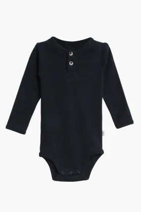 Baby Onesie Wheat Edgeband - Navy