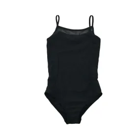 Black Leotard 6-8 years plain sleeveless with mesh detail on chest