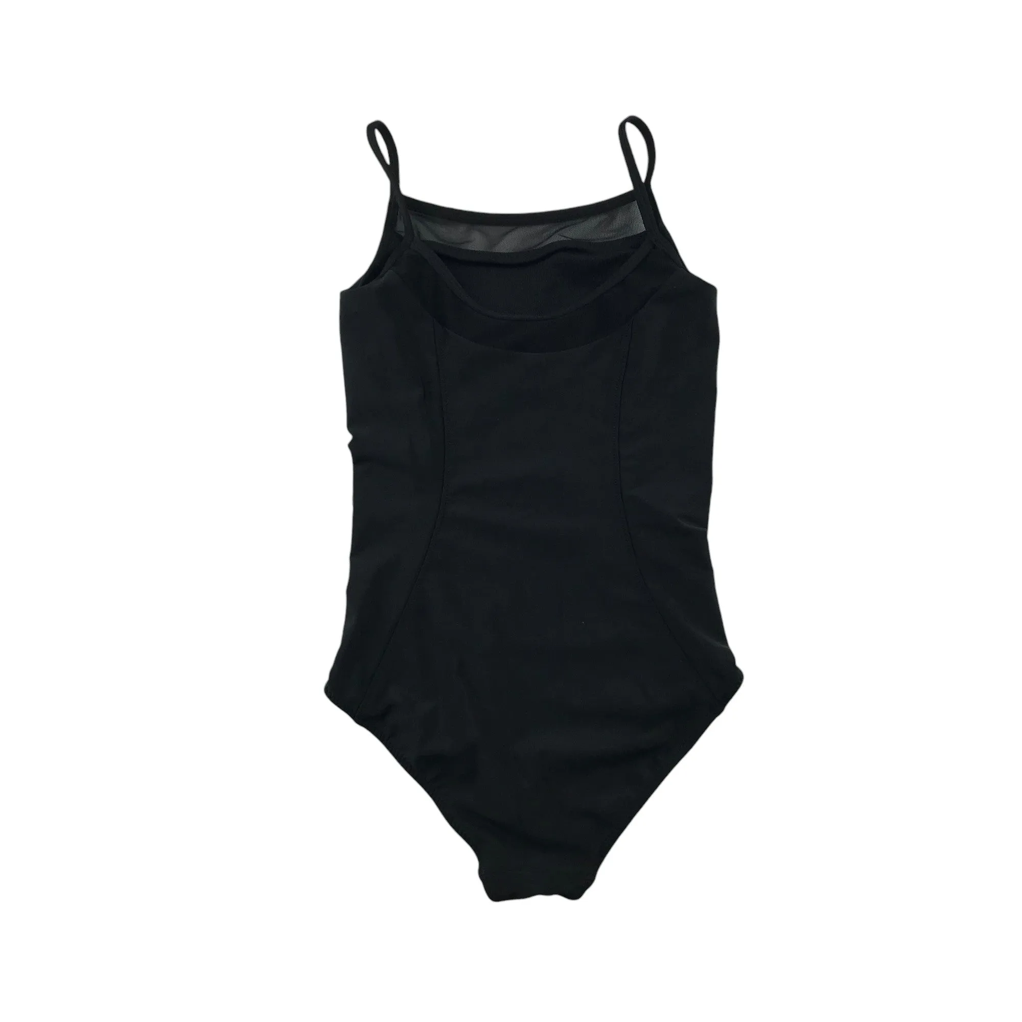 Black Leotard 6-8 years plain sleeveless with mesh detail on chest