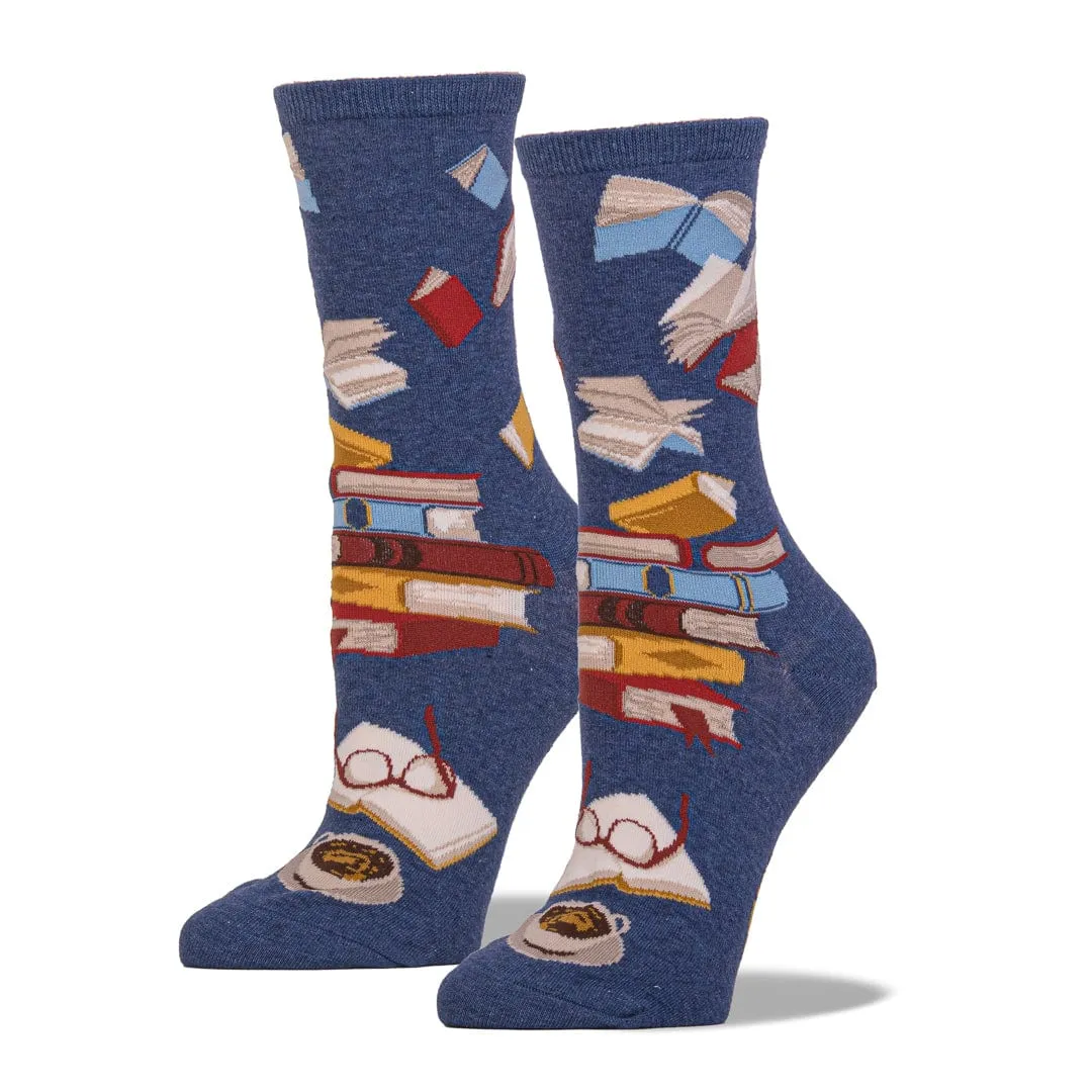 Blue Library Socks for Literacy Women's Crew Sock