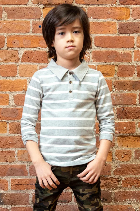 Boys Shirt Appaman Verses Polo  - Grey Stripe