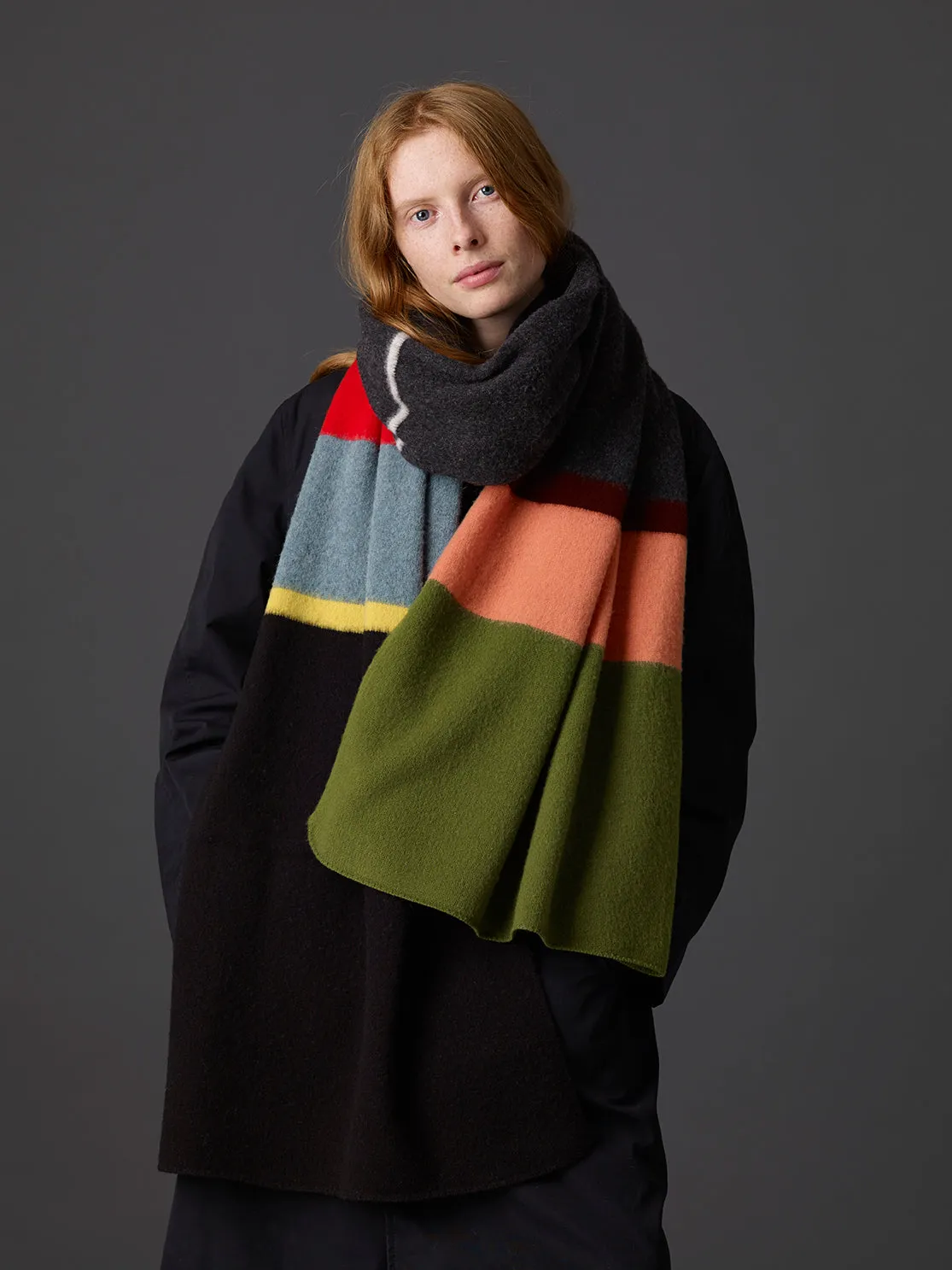 Brushed Uneven Stripe Blanket Scarf Multicolour Sample Sale