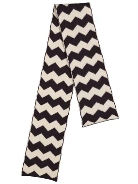 Brushed Zigzag Scarf Black & Oatmeal