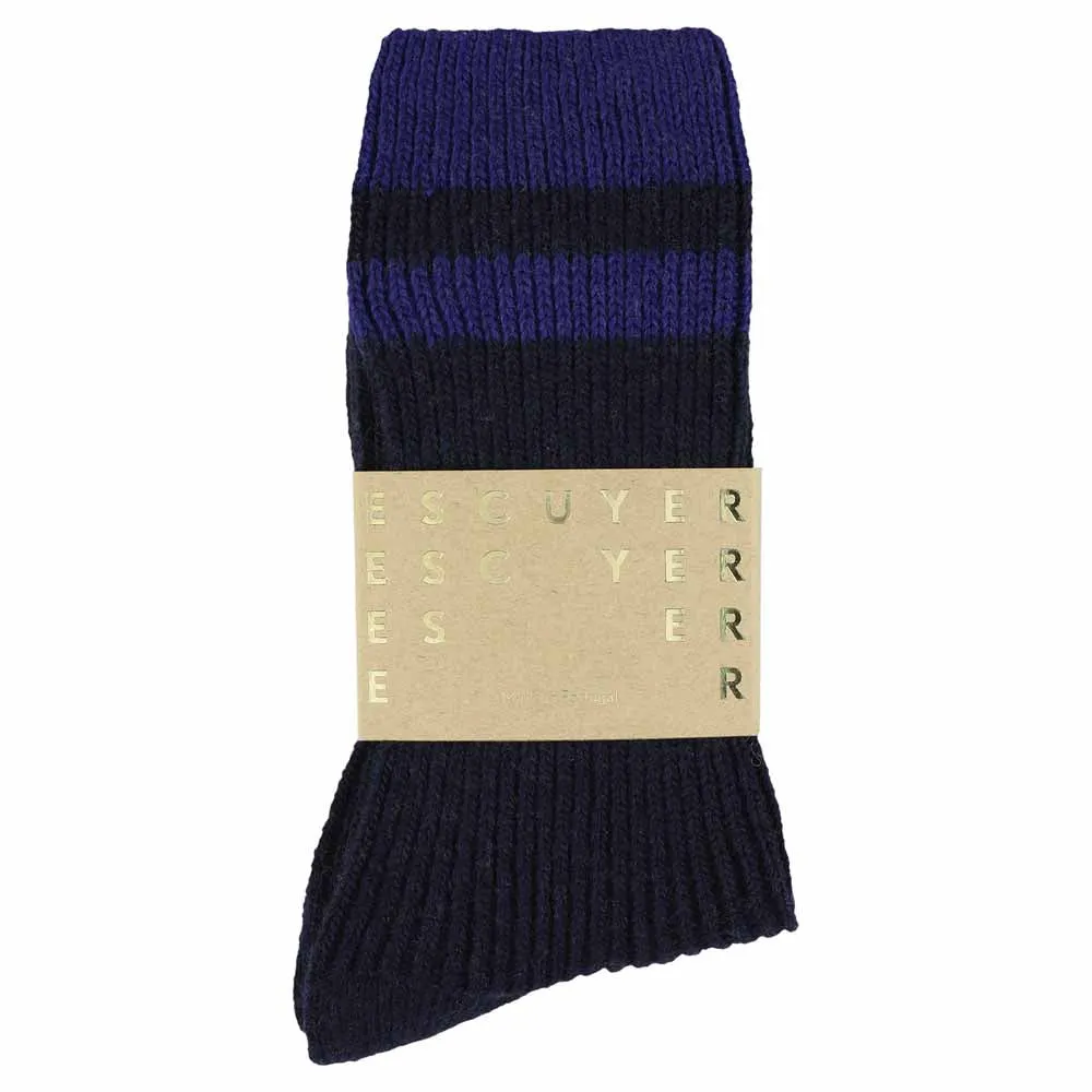 Cashmere Stripes Socks - Navy / Strong Blue