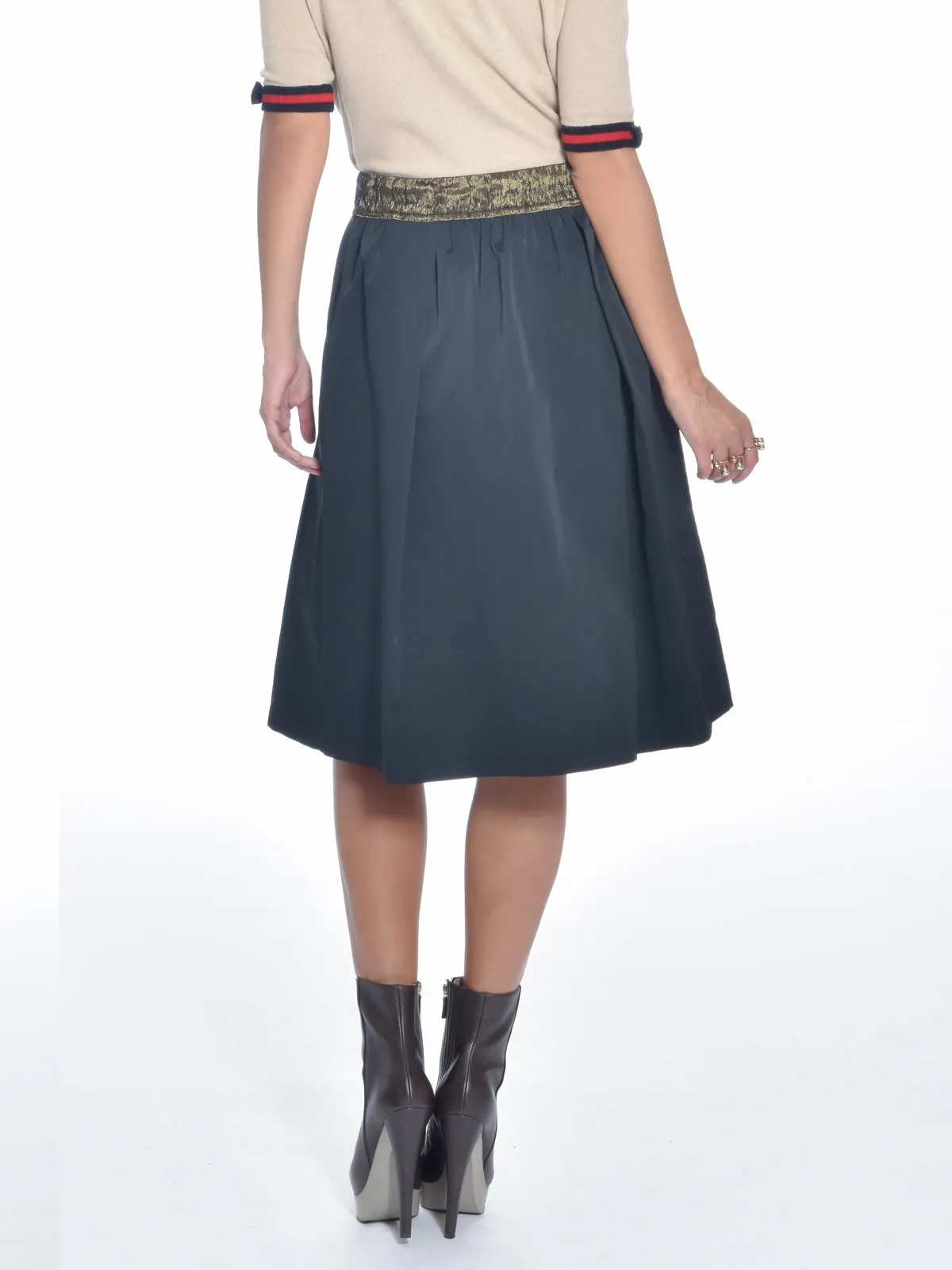 Cheetah Paneled Midi Skirt