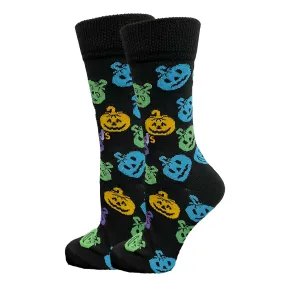 Colorful Jack O Lanterns Women's Crew Socks