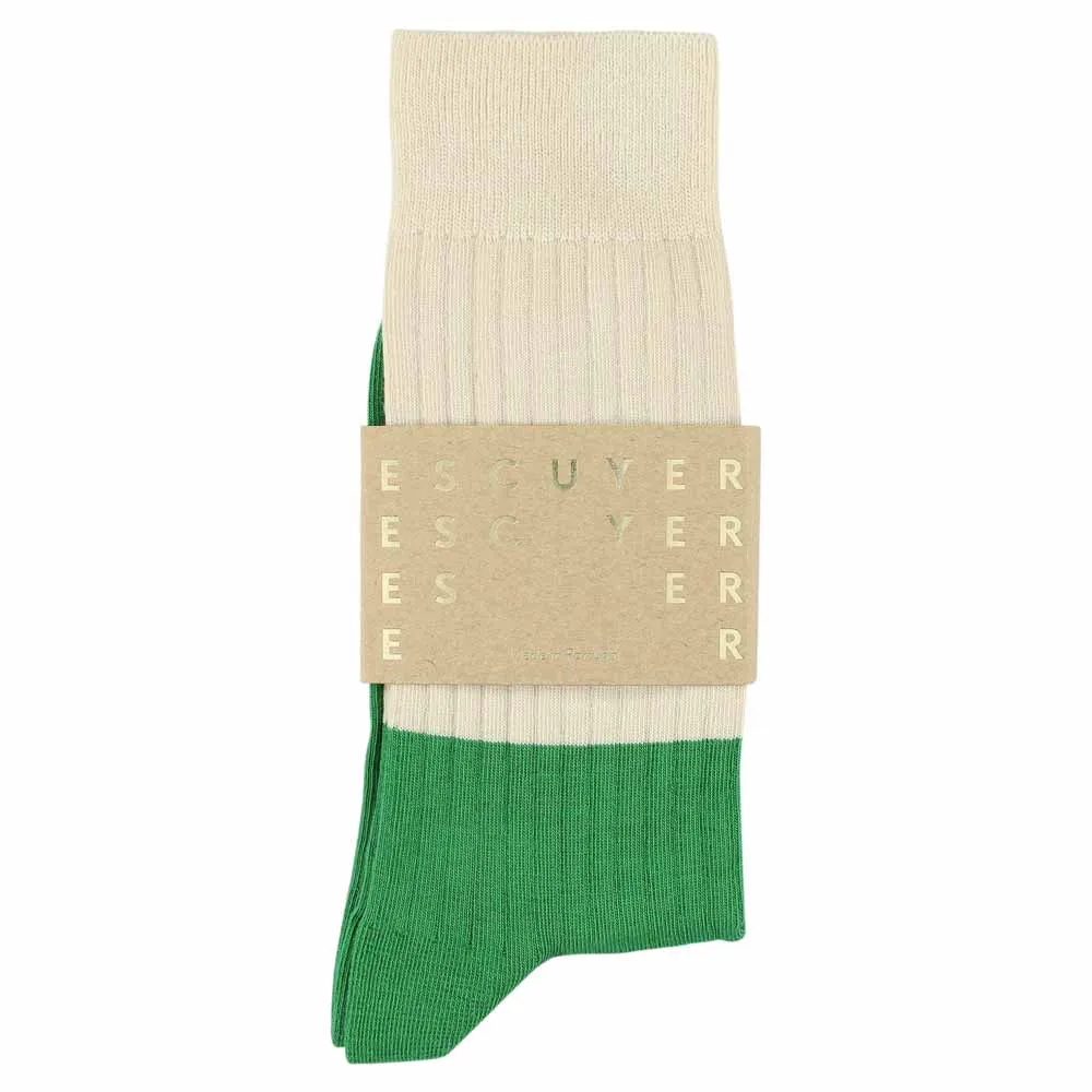 Colour Block Socks Ecru / Green