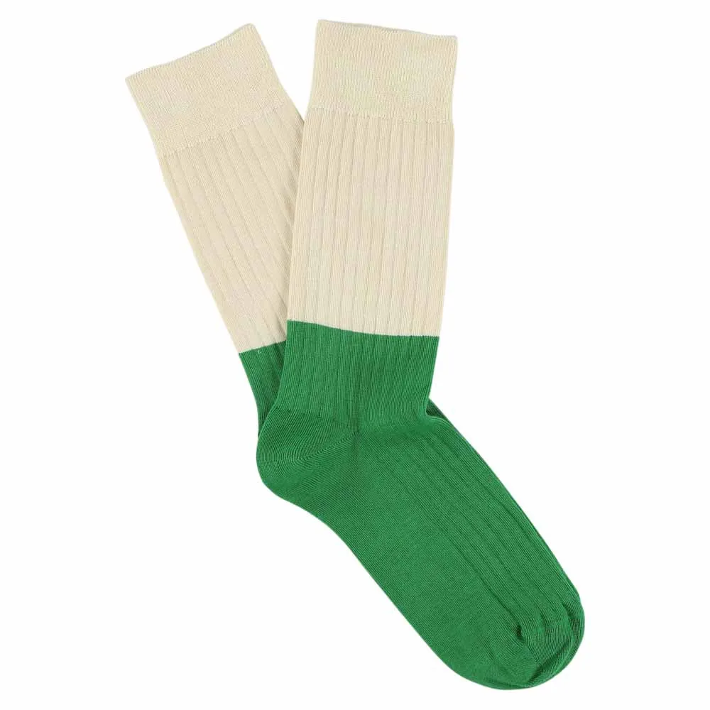 Colour Block Socks Ecru / Green