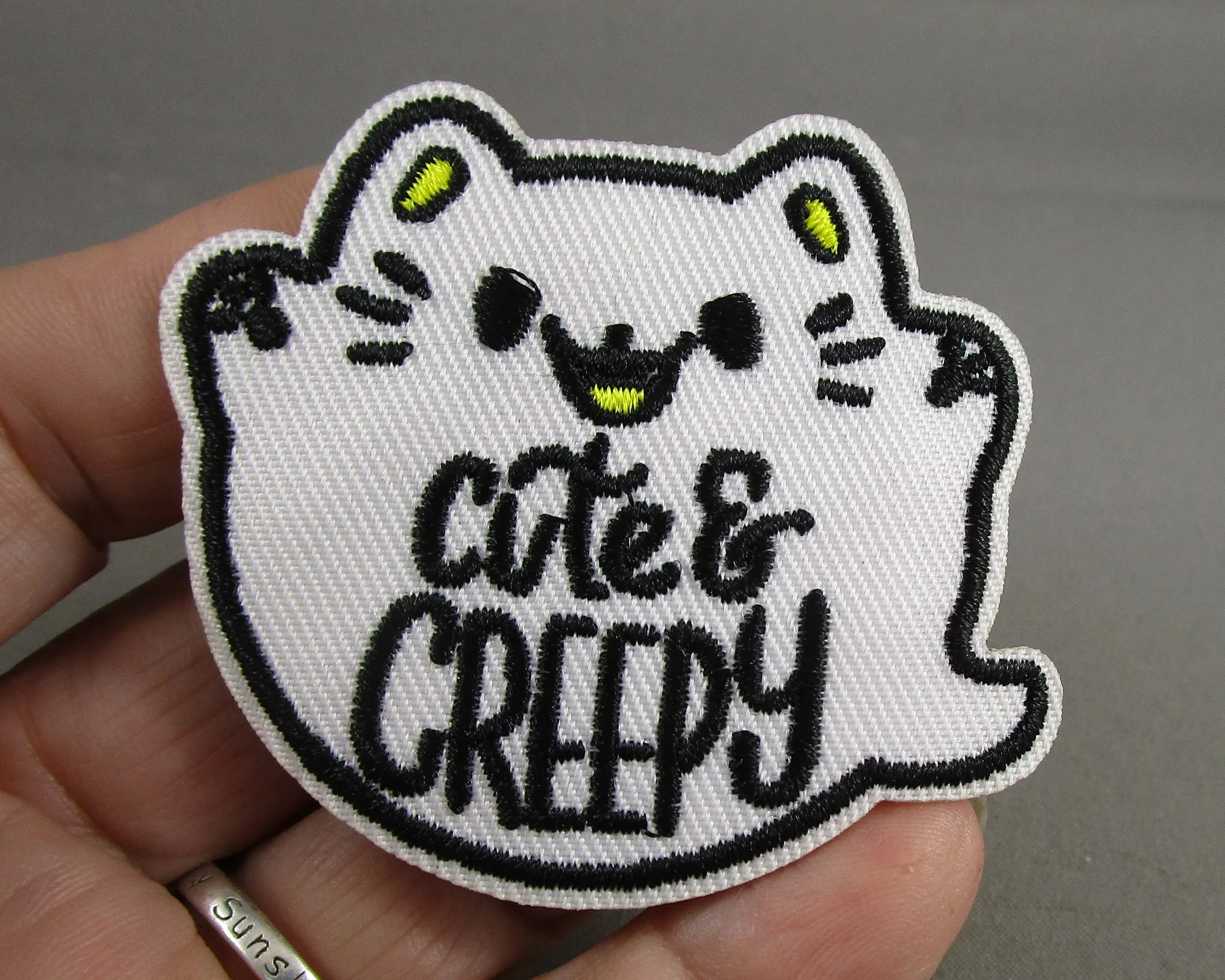 Cute & Creepy Spooky Cat Iron on Patch 1pc J264