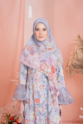 Dayana Dress & Scarf Syar’i Set Blooming Silver