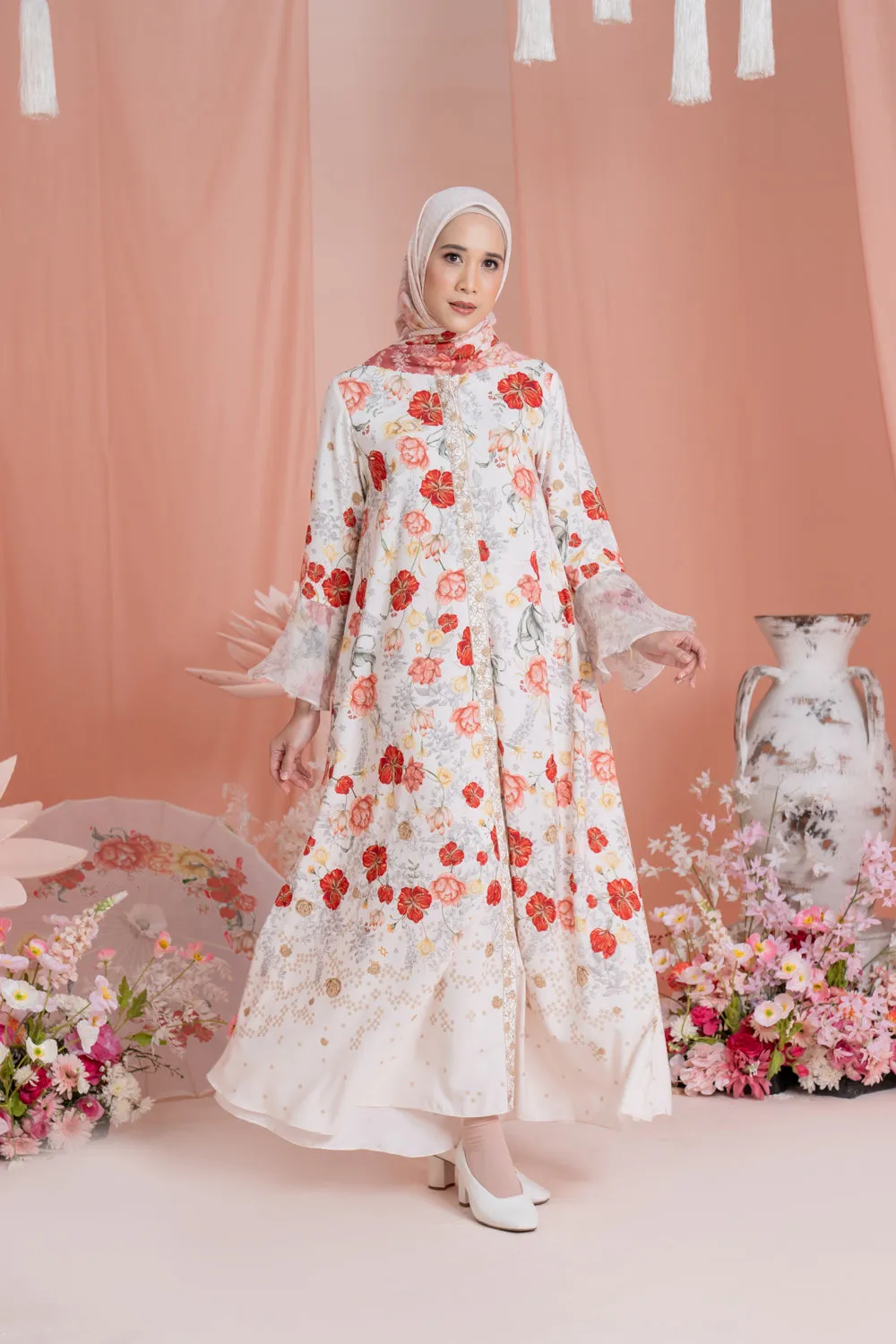 Dayana Dress & Scarf Syar’i Set Soft Saffron