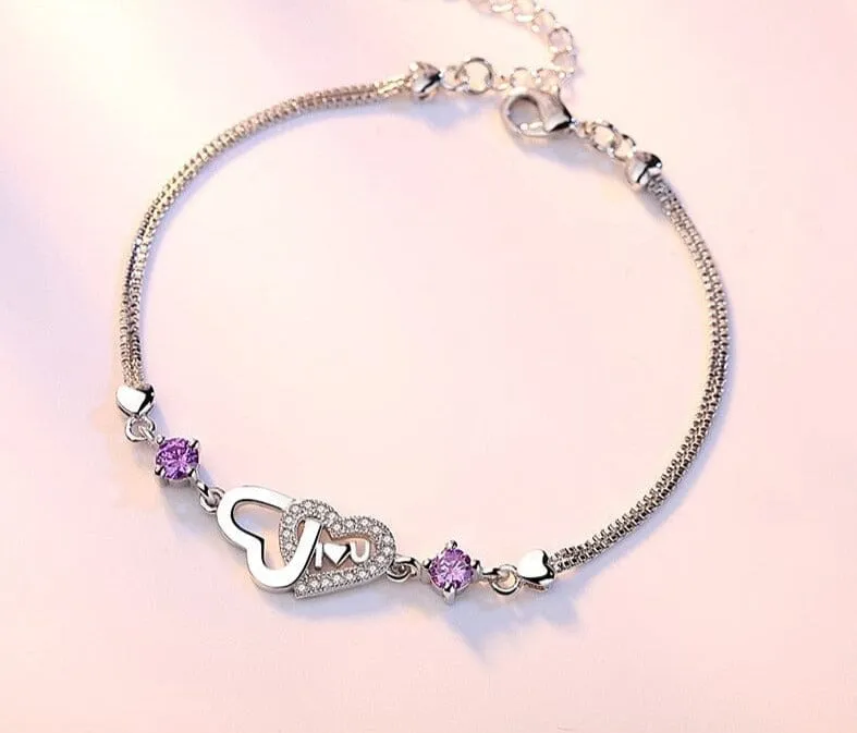 Double Heart Seaside Harvest Festival Revelry Bracelet - 925 Sterling Silver