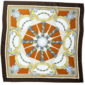 E. Marinella Scarf Brown Il Chiostro Design - Twill Silk Square Foulard SALE