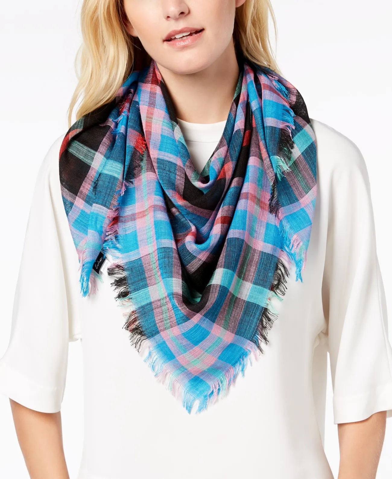 Echo Goa Women's Plaid Square Bandana Scarf, Multi, One Size