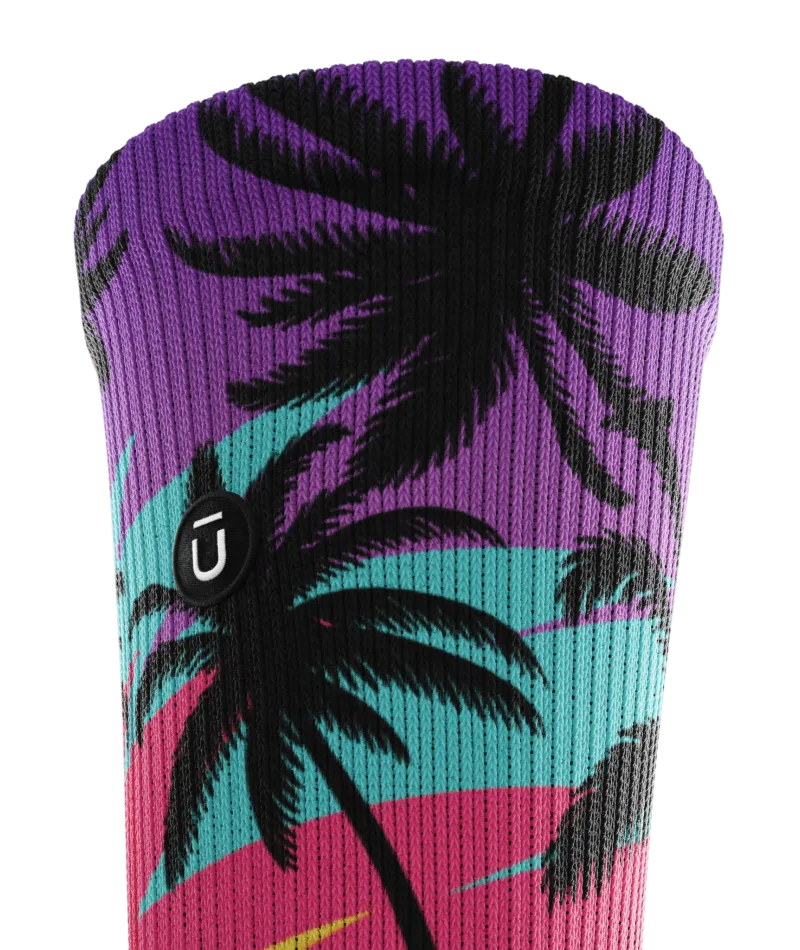 Electric Palm Patterned Crew Socks