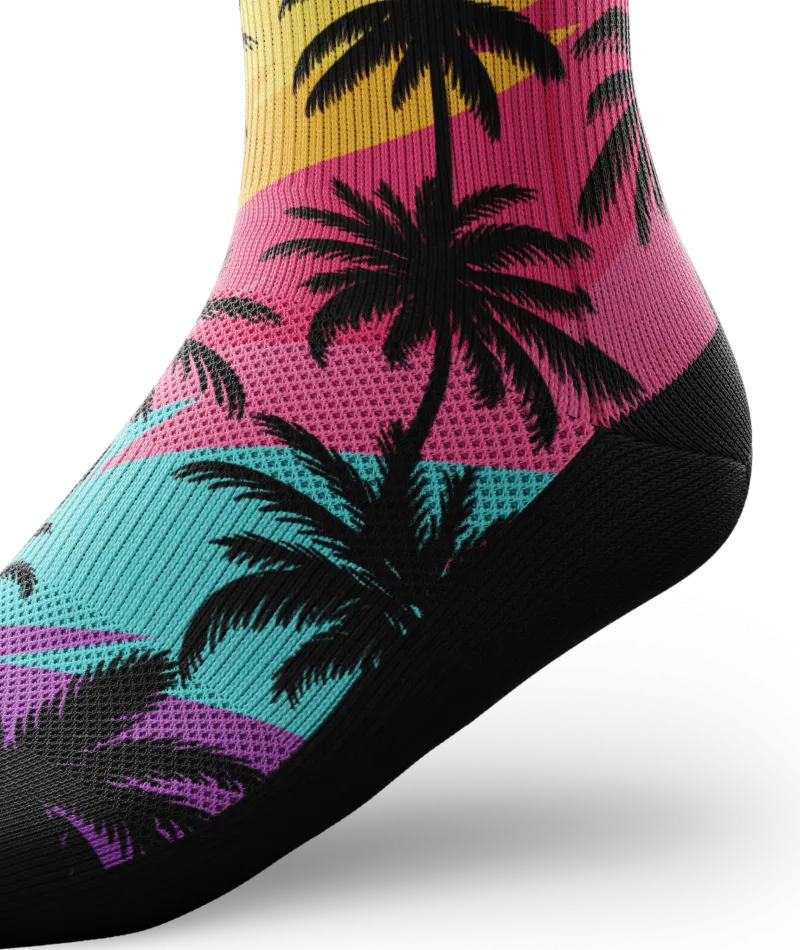 Electric Palm Patterned Crew Socks