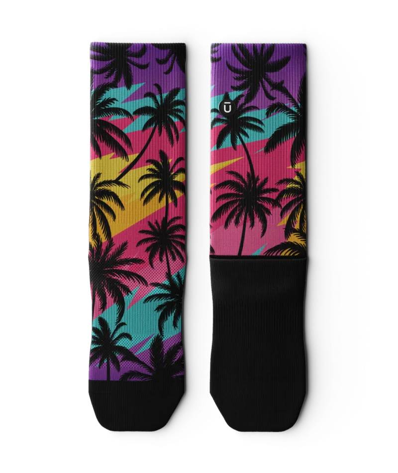 Electric Palm Patterned Crew Socks