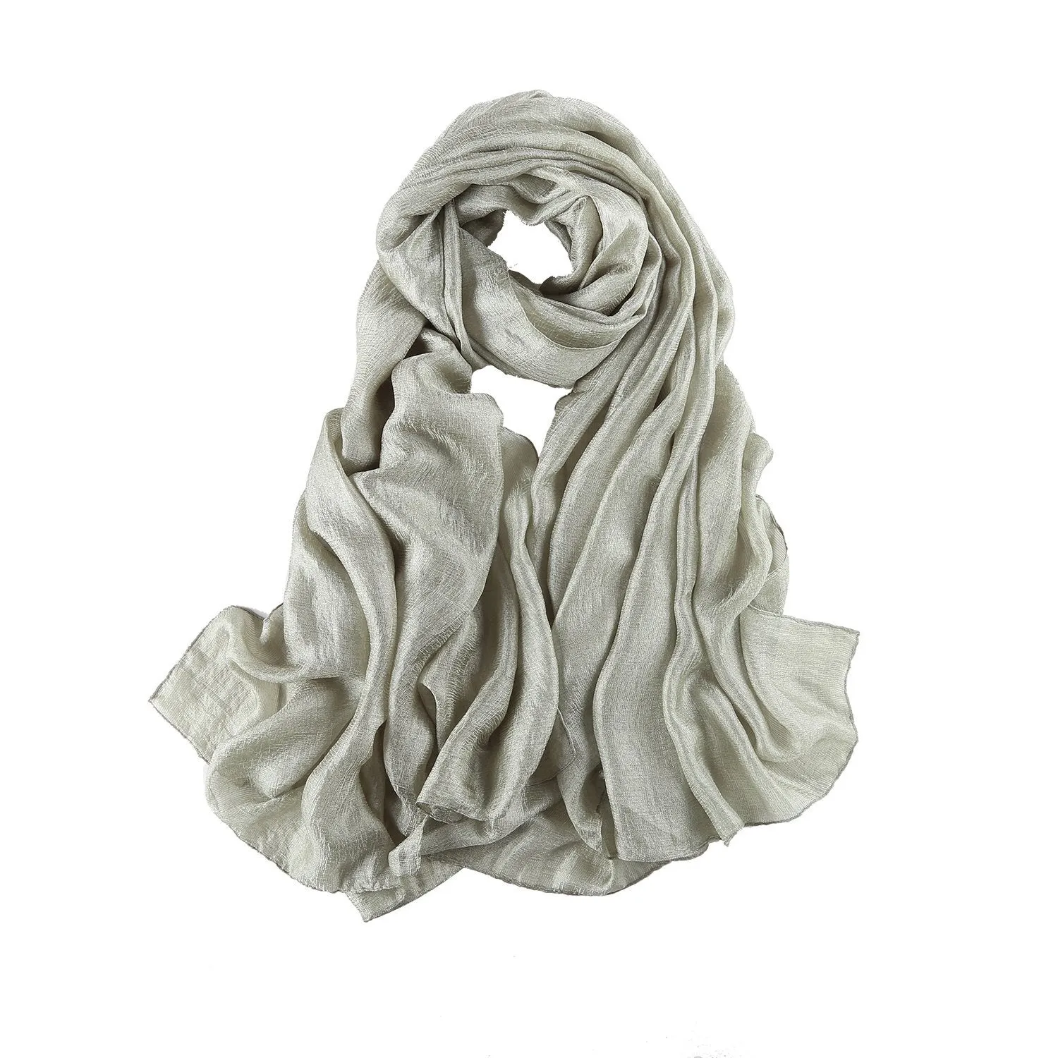 Extra Wide Flax Feel Scarf Solid Grayish Green Color FLX002