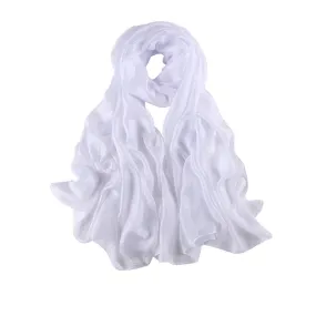 Extra Wide Flax Feel Scarf Solid White Color FLX003