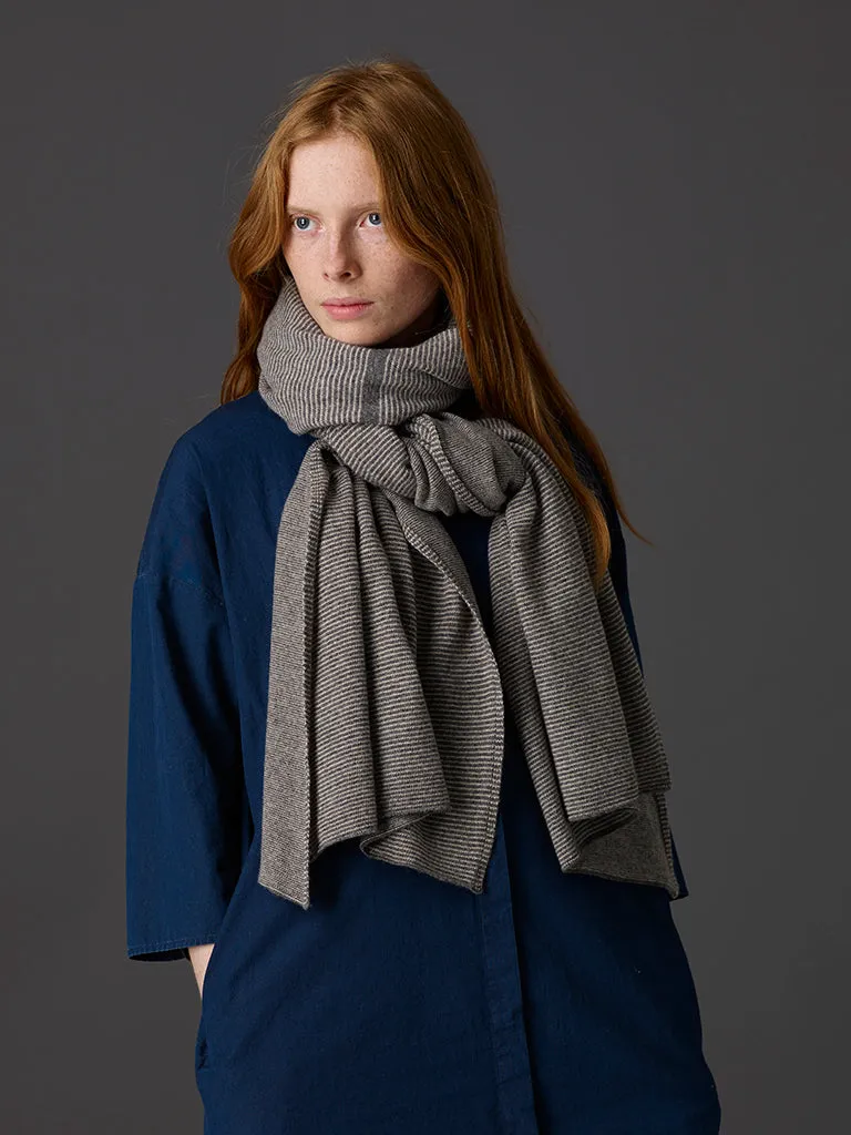 Fine Stripe Scarf Charcoal & Swansdown Sample Sale