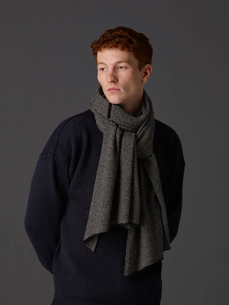 Fine Stripe Scarf Charcoal & Swansdown Sample Sale