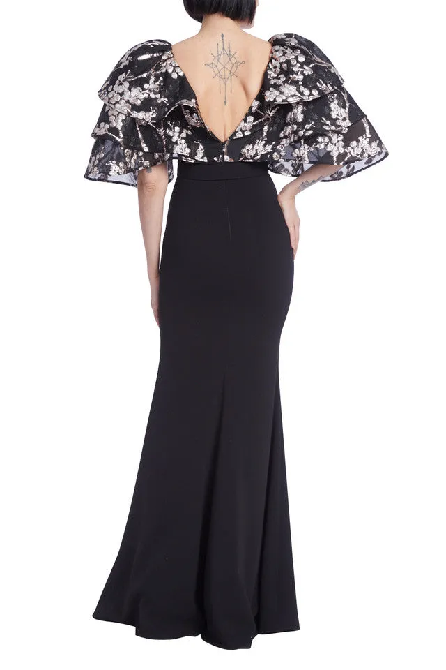 Fitted Crepe Floral Printed Gown