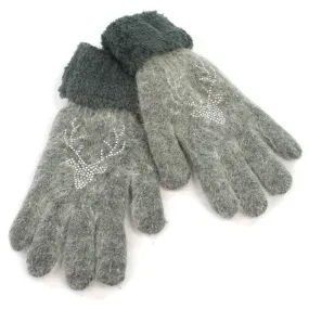 Fluffy Stag Gloves with Faux Fur Lining