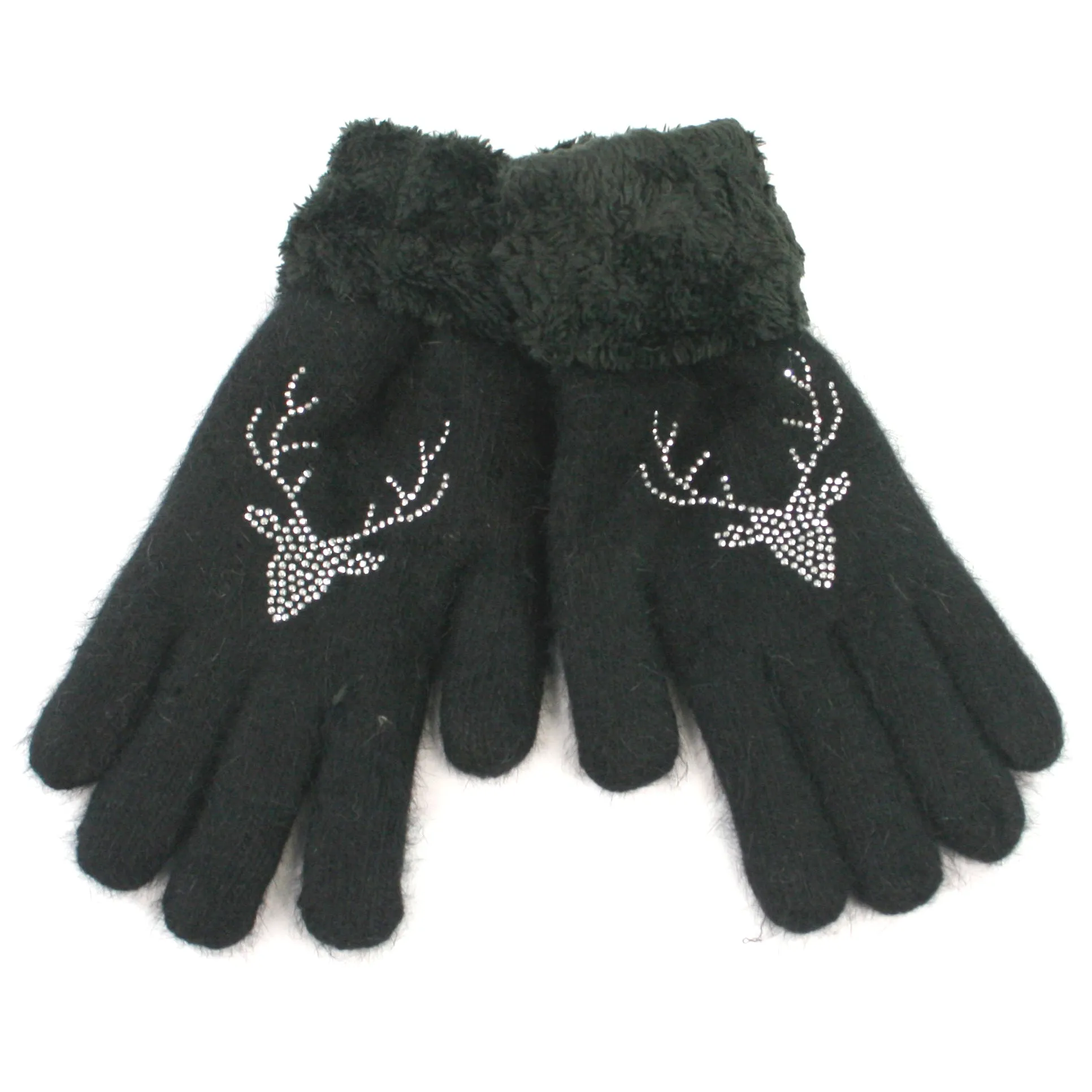 Fluffy Stag Gloves with Faux Fur Lining