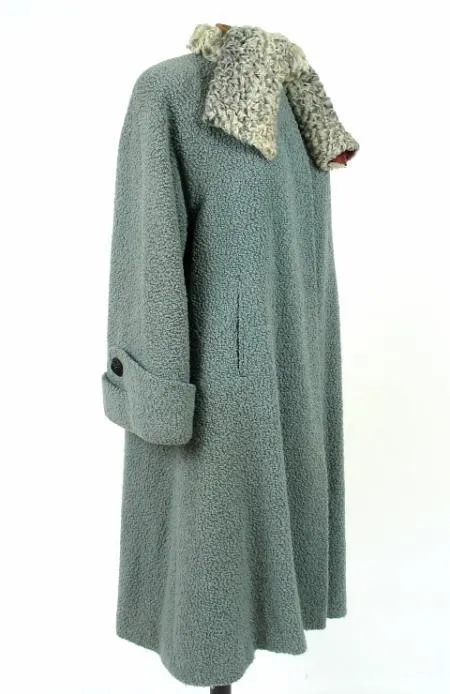 French Boucle with Grey Broadtail Scarf Collar