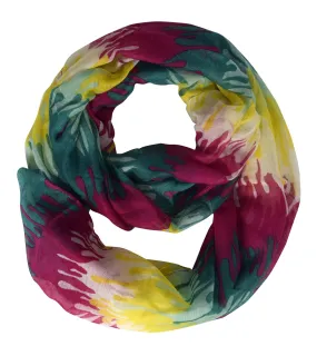 Fuchsia Yellow Peach Couture Trendy Abstract Multicolored Paint Design Infinity Loop Scarf/wrap