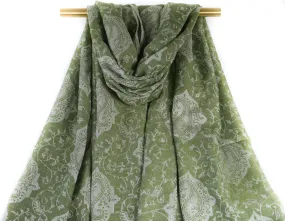 Green Paisley Pashmina Scarf Bohemian Shawl