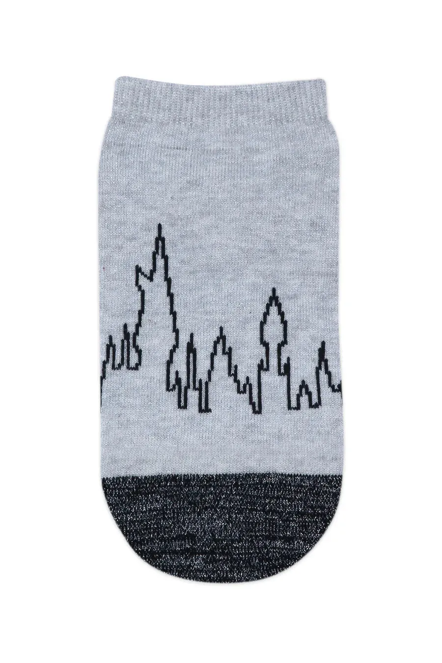 Harry Potter Logo and Hogwarts Castle Silver Lurex Socks For Women (Pack Of 2 Pairs/1U)- Silver