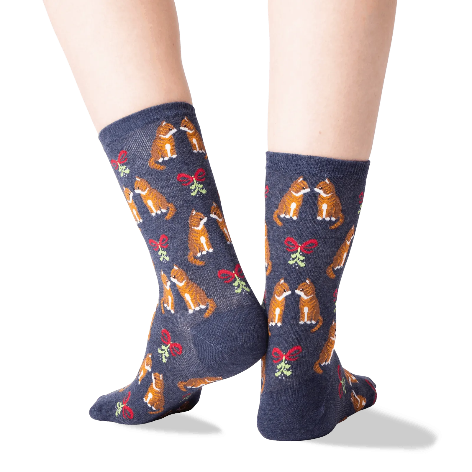 HOTSOX Women's Mistletoe Cat Crew Socks